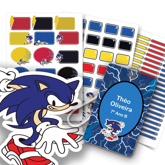 Etiquetas Escolares Sonic Personalizadas e Tag Mochila 181