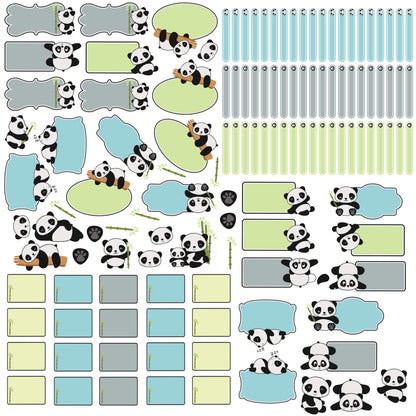 Etiquetas Escolares Panda Azul Personalizadas 2 Tags Mochila 11