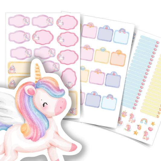 Etiquetas Escolares Unicornio Cute Personalizadas Kit Jumbo 25