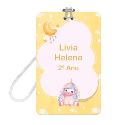 Etiqueta Escolar Unicornio Cute Personalizada 2 Tags Mochila 34