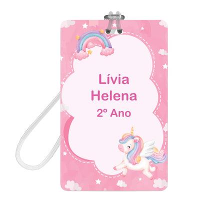 Etiqueta Escolar Unicornio Cute Personalizada 2 Tags Mochila 33