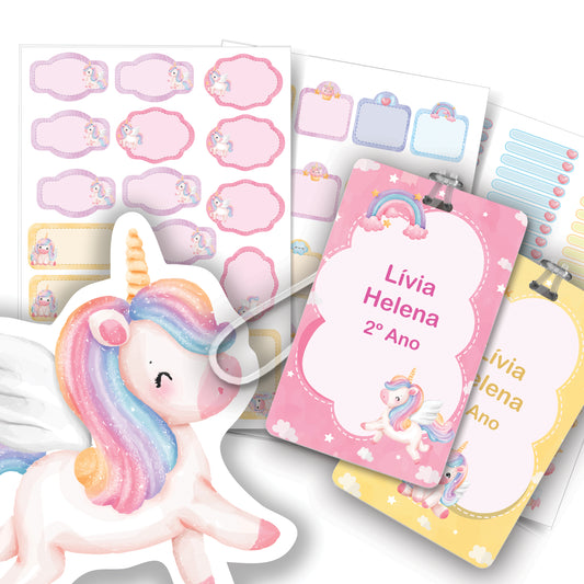 Etiqueta Escolar Unicornio Cute Personalizada 2 Tags Mochila 32