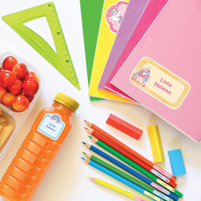 Etiquetas Escolares Unicornio Cute Personalizadas Kit Jumbo 27