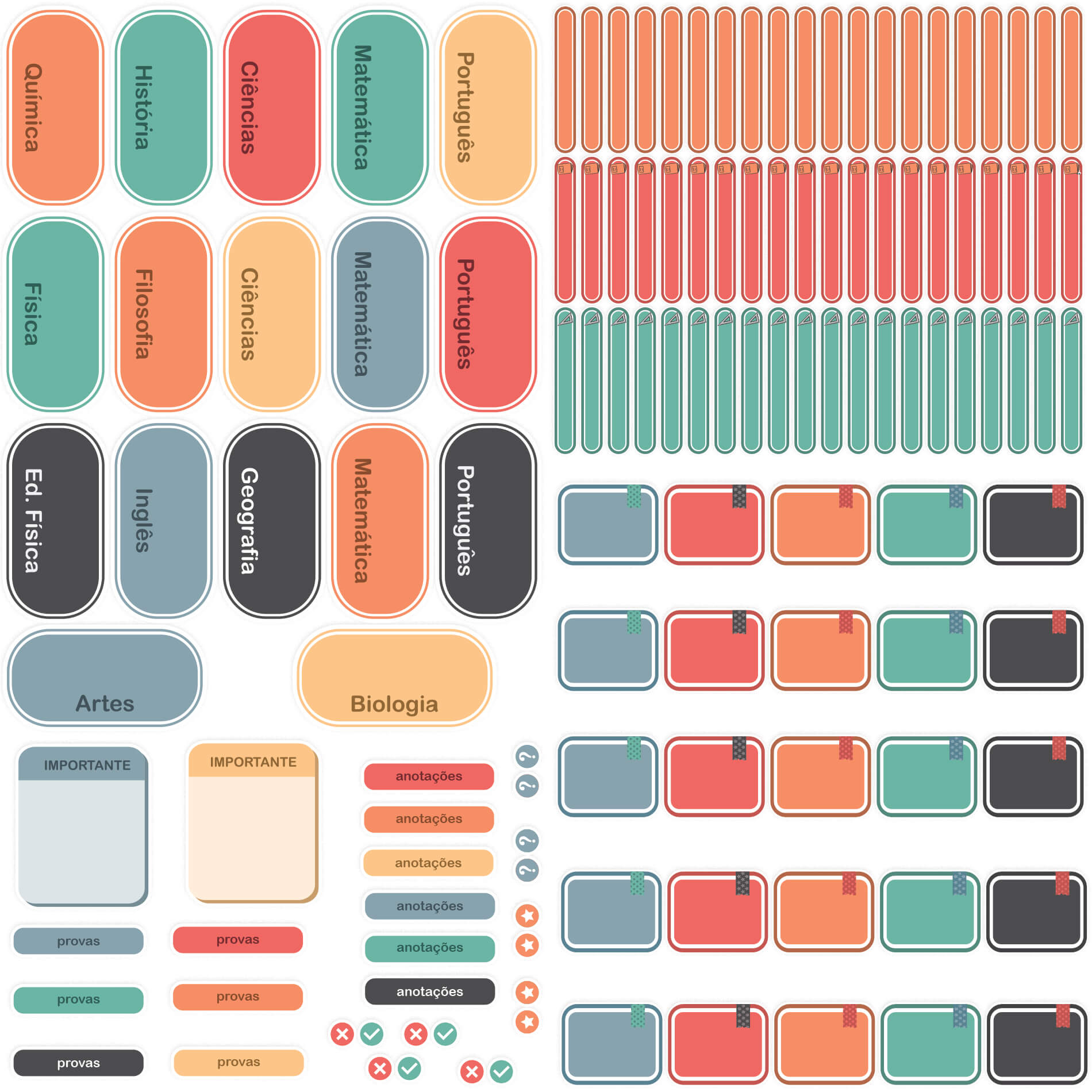 Etiquetas Escolares Materias Personalizadas Kit Jumbo 50