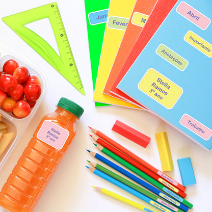 Etiquetas Escolares Personalizadas Candy Colors Kit Jumbo 53
