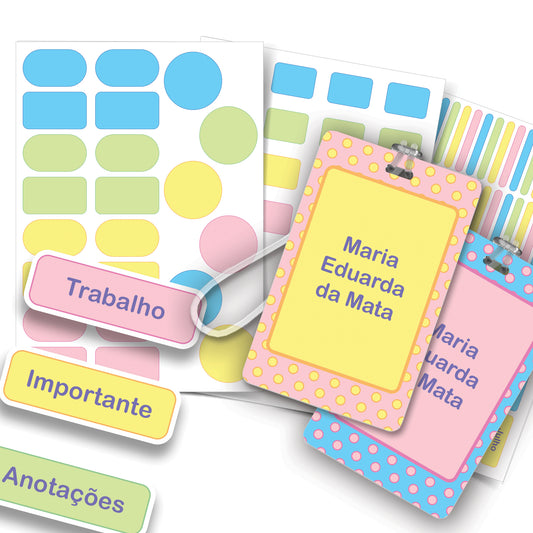 Etiquetas Escolares Personalizadas CandyColor 2 Tags Mochila 59