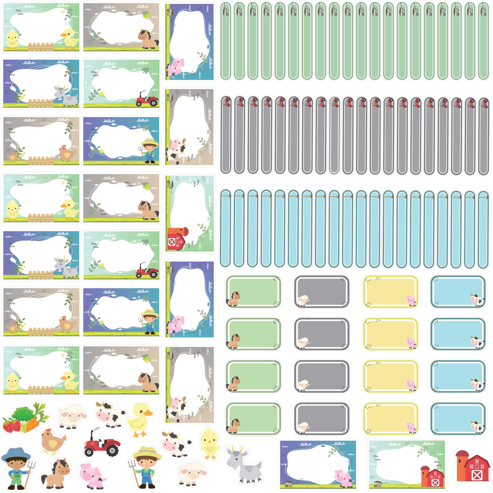 Etiquetas Material Escolar com Tag para Mochila Fazendinha 126